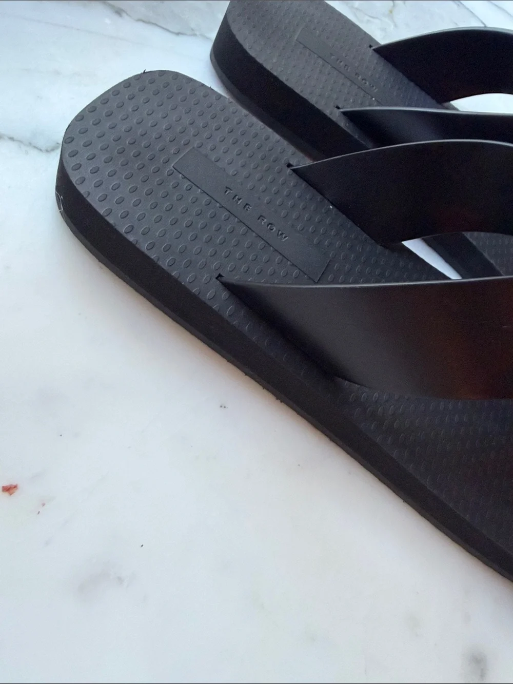 The Row Black Minimalist Flip Flop Sandals